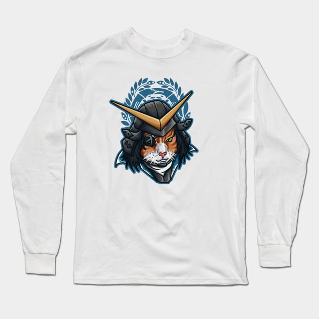 Samurai Cat Long Sleeve T-Shirt by haqrifkii